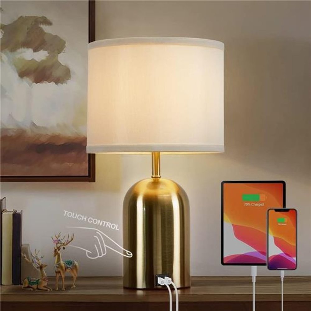 Bedside Lamp with USB Port, Touch Control Table Lamp for Bedroom 3 Way Dimmable